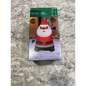 Inflatable Holiday Decor Outdoor 3.5-Ft LED Black Santa Waving Christmas New